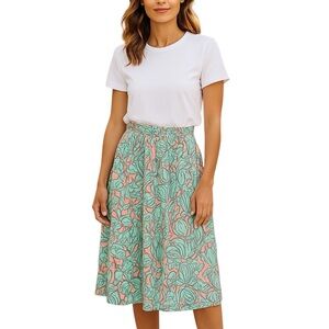 MARC JACOBS PINK AQUA FAIRYCORE MIDI FAUX WRAP PULLON SKIRT 0
